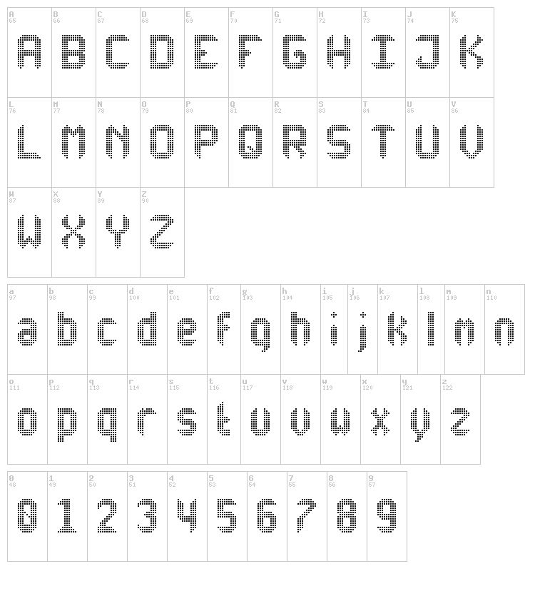 Another X Display TFB font map